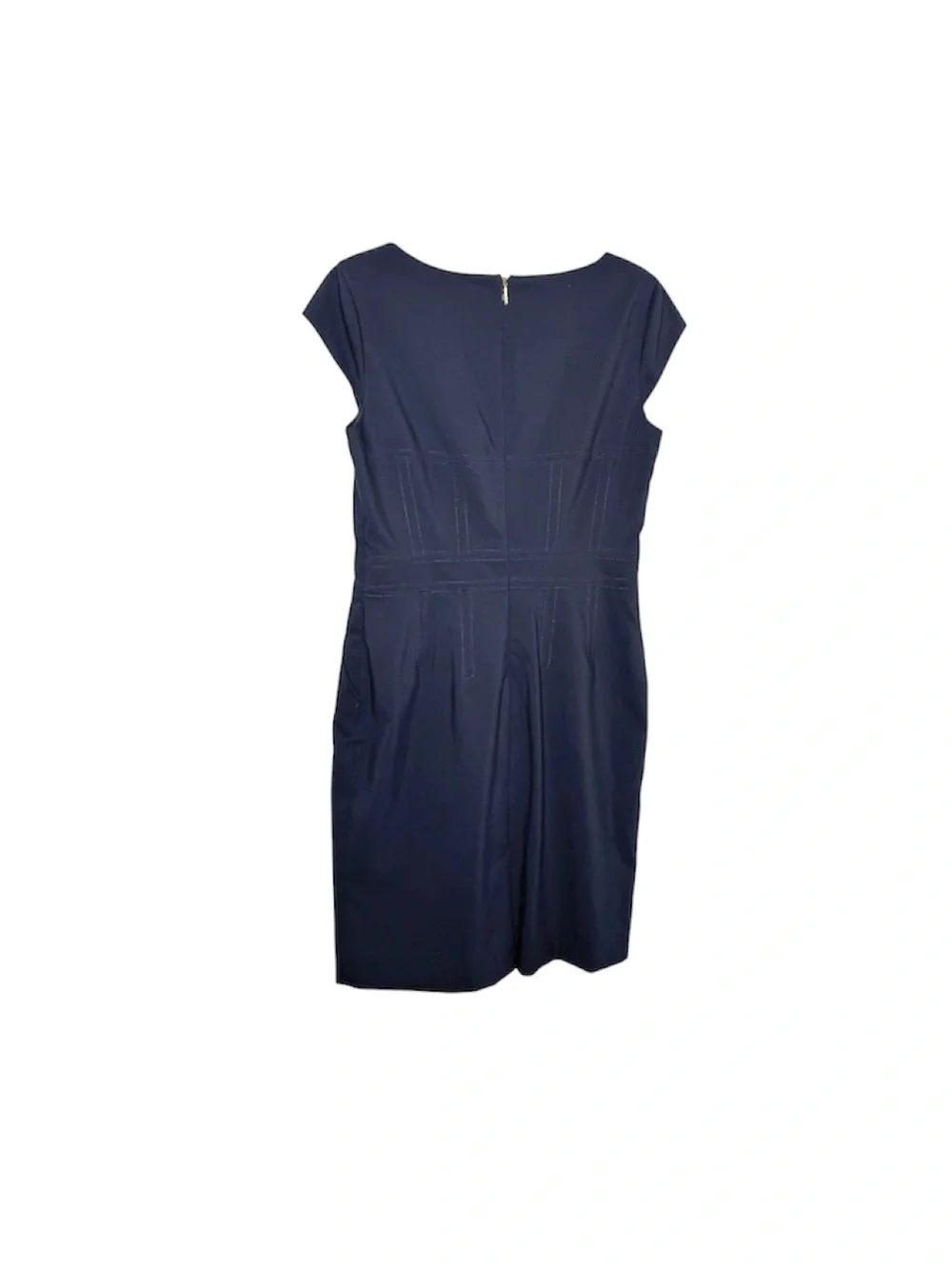 Tory Burch Short Sleeve Square Neck Blue Navy Cotton Sheath Dress Size 10